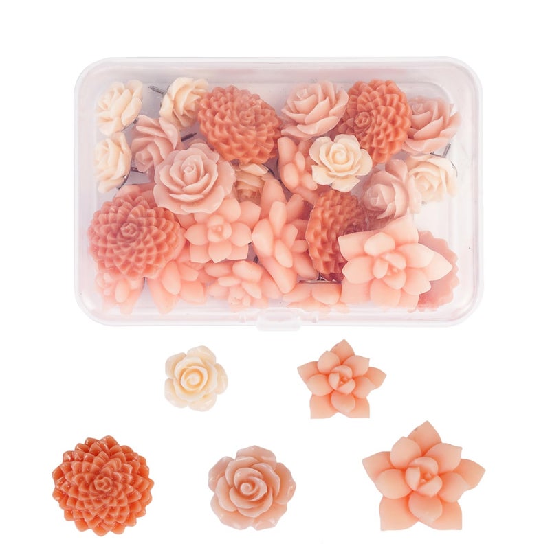 Temoyj 24Pcs Decorative Push Pins for Bulletin Board,Cork Board, Office Organization or Home - Image 1